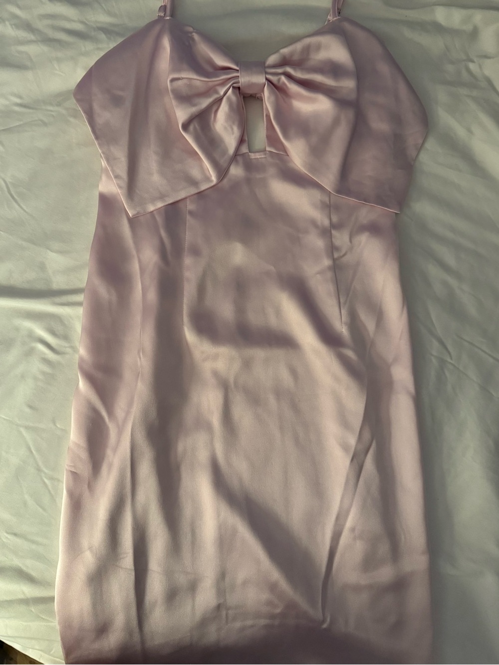 wild fable Light Pink Satin Mini Dress with Bow Front